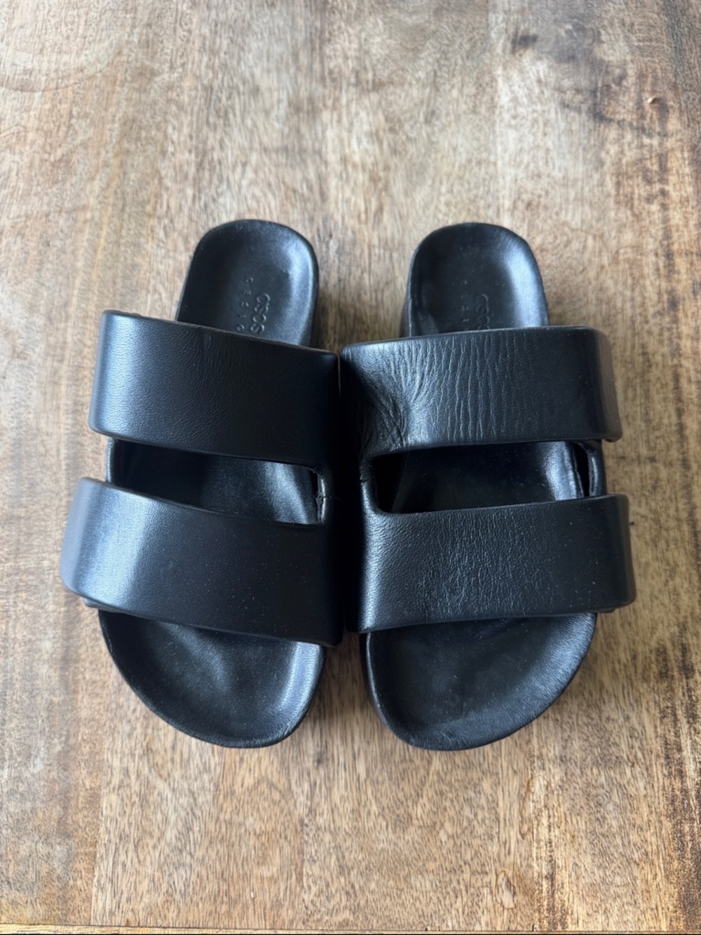 ASOS Black Double-Strap Slide Sandals